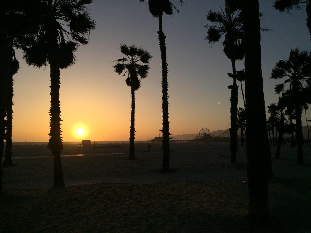 Sonnenuntergang Starand Santa Monica, Kalifornien Los Angeles